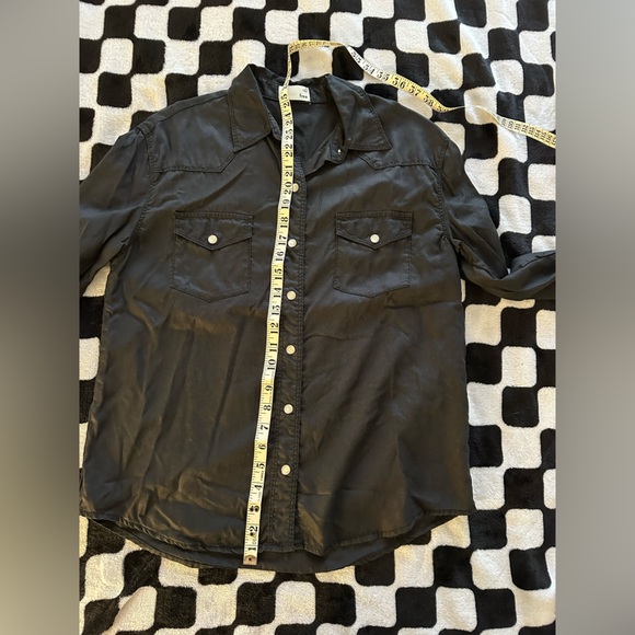 Aritzia Wilfred Free Black Western Snap Button Down Shirt (XS) - Picture 9 of 10